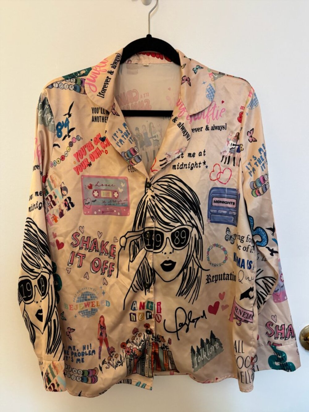 Taylor Swift Eras Tour Patterned Button Down Blouse in Medium
